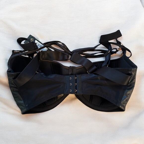 Scantilly logo Harnessed Padded Half Cup Bra Black DD-HH - Picture 2 of 5